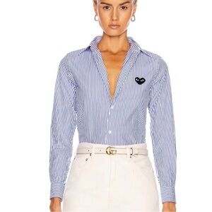 PLAY Comme Des Garçons Blue & White Pin Stripe Button Up Shirt
Size Small NWOT